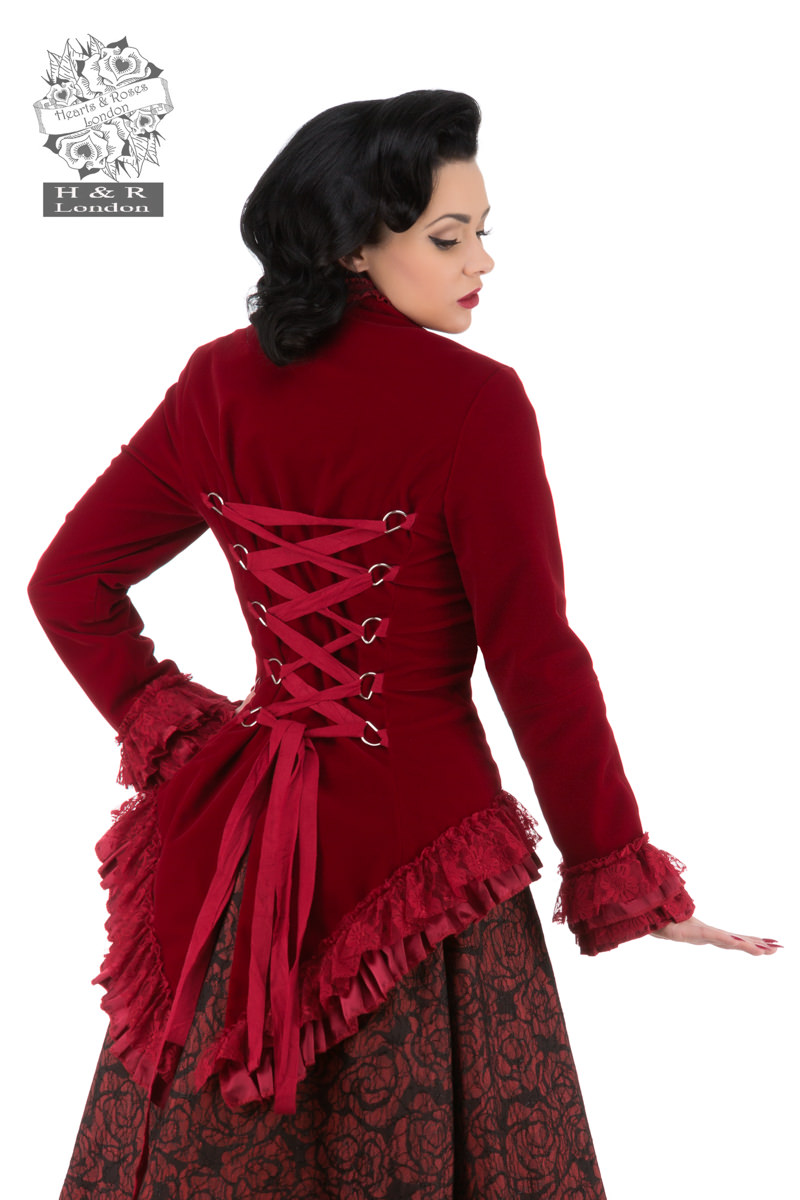 Red Victorian Velvet Jacket in Plus Size